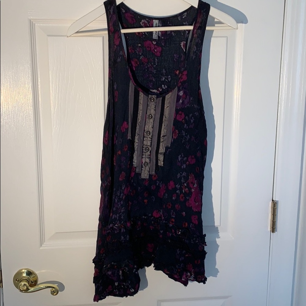 Floral Long Free People Tank Top